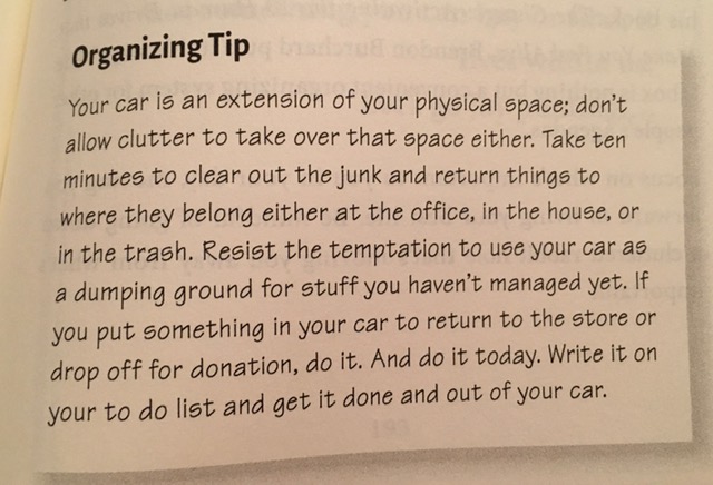 more space more time organizing tip car
